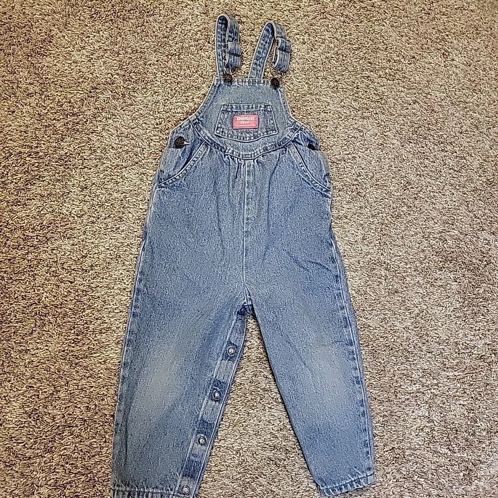 VINTAGE Osh Gosh B'gosh Toddlers Girls Vestbak Denim Overalls Size 3T LIGHT BLUE